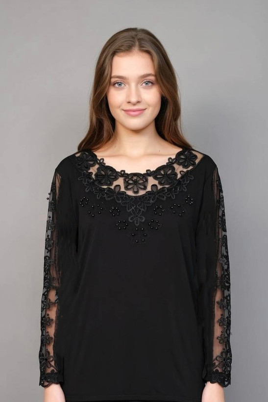 بلوز گلدوزی زنانه فرزانه مدل ۱۰۶۴ نمای جلو