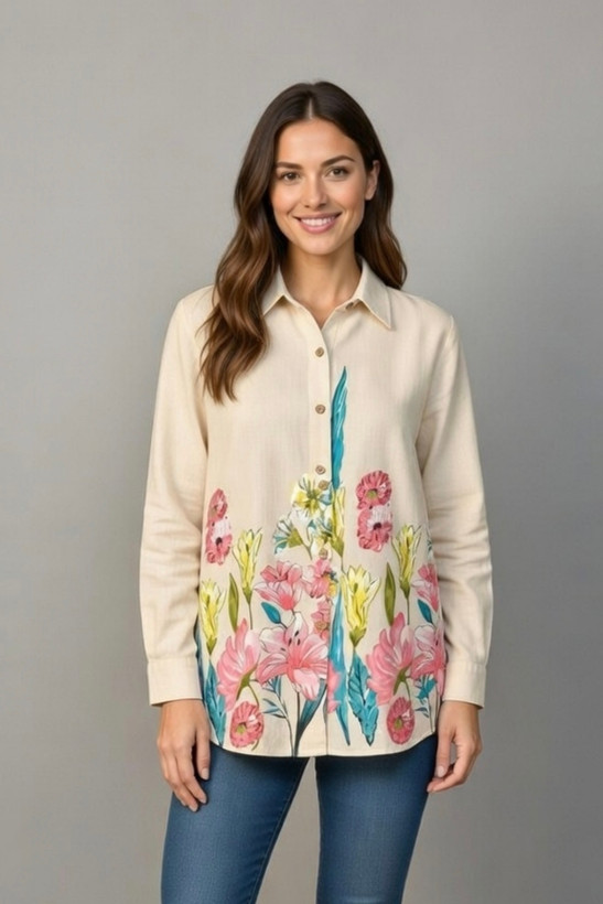 شومیز لینن نقاشی شده