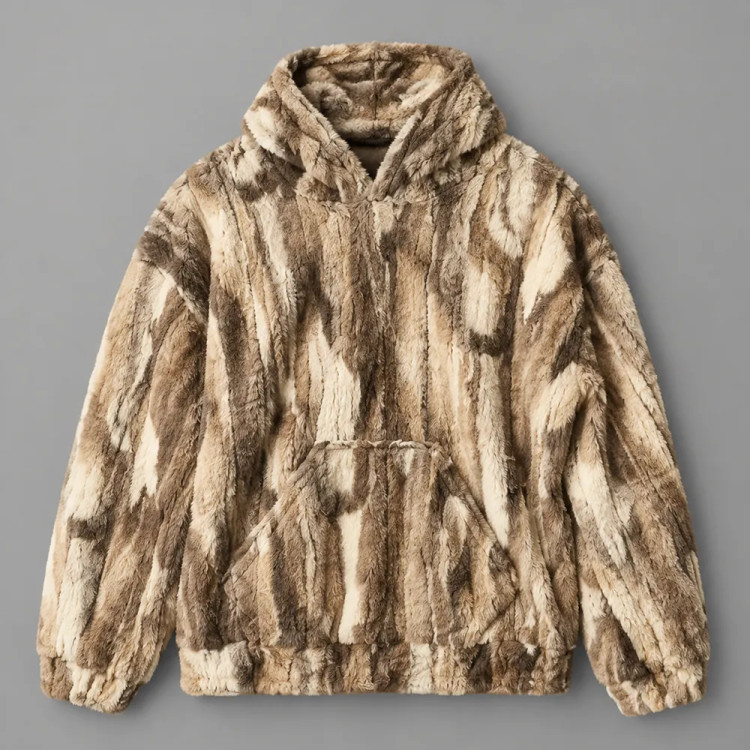 هودی زنانه خز کلاهدار قهوه ای مدل ۱۴۰۶
