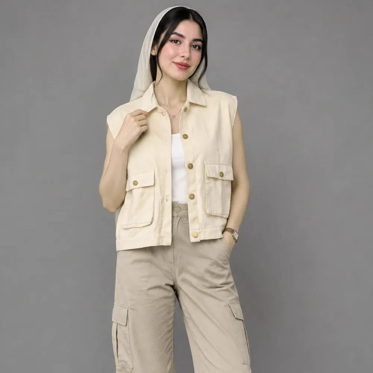 وست زنانه کتان لینن یقه مردونه مدل ۱۴۱۱